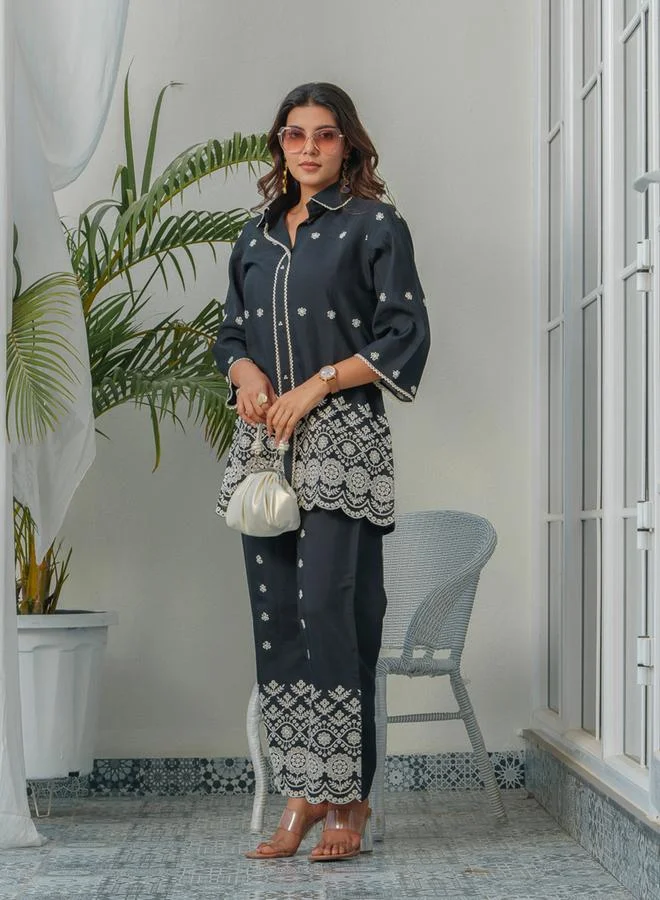 Dw  Women Embroidered Shirt and Trousers Co-Ords for Women | Best Price UAE